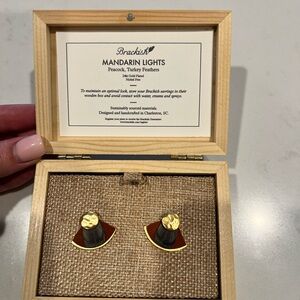 Brackish Mandarin Lights Feather Earrings